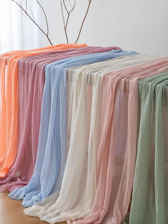 3pcs Cheesecloth Table Runner Sage Green Gauze 120 Inch 10 FT Rustic Boho Cheese Cloth Runner for Wedding Baby Shower Bridal Shower Party Long Sheer Centerpiece Home Decoration