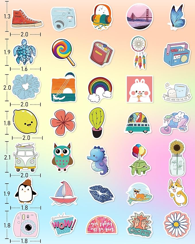 Sticker for Water Bottles, 300 Pcs/Pack Cute Vinyl Waterproof Vsco Laptop Stickers for School Students Gifts Classroom Teachers Prizes Stickers for Kids Teens Girls