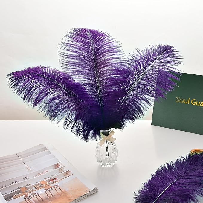 Ballinger Purple Ostrich Feathers Bulk - 24Pcs 10-12inch Feathers for Vase, Party Centerpieces Mardi Gras and Home Decor