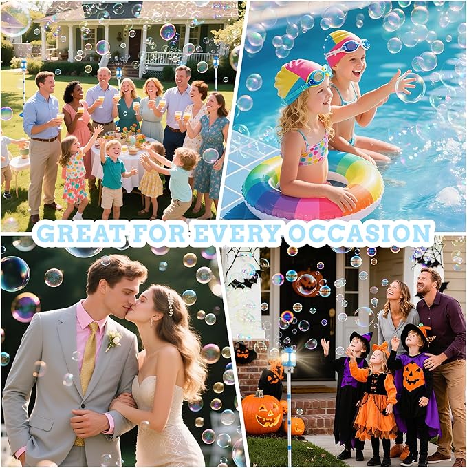 Bubble Machine for Kids Bubble Blower Maker with Lights and Music Automatic Bubble Stand Machine for Parties Birthday Wedding Toddlers Kid Summer Outdoor Toys