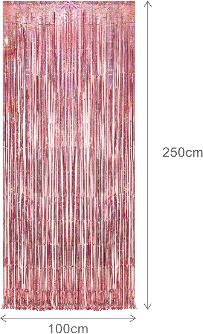 Rose Gold Tinsel Party Backdrop - GREATRIL Foil Fringe Curtain Party Photo Booth Backdrop for Birthdays Theme Decorations - 1m x 2.5m - Pack of 2