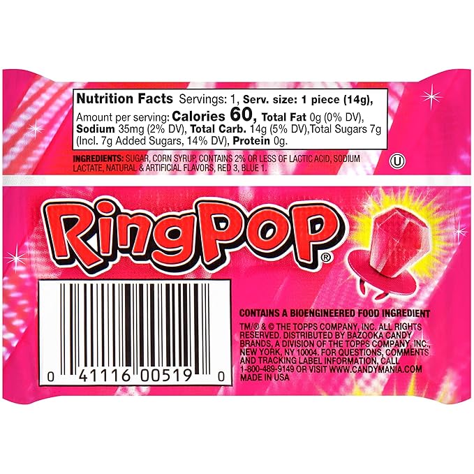 Ring Pop Individually Wrapped Pink Halloween Candy, Strawberry 30 Ct Lollipop Bulk, Lollipop Suckers for Kids, Fun Candy Bulk for Gender Reveal, Trick or Treat, Halloween Bowls, Gifts, Party Favors