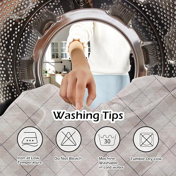 MYSKY HOME Table Cloth 60x102 in Rectangle, Heavy Duty Linen Look Waterproof Tablecloths Farmhouse Tablecloth, Wrinkle Free Table Cover with Black Plaid for Kitchen Dining, Party