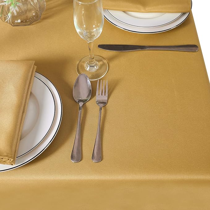 Cupuamon Square Tablecloth 52x52 inch Washable Polyester Fabric Table Cloth for Wedding Party Dining Banquet Decoration(52x52,Gold)