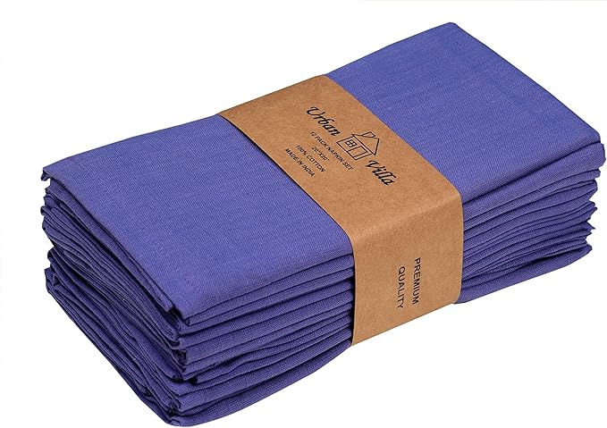 Urban Villa Easter Dinner Napkins Solid Lilac Color Cloth Napkins (Set of 12) Oversized 20x20 Inches 100% Cotton Slub Premium Quality Soft Durable Mitered Corners Reusable Washable Everyday Use