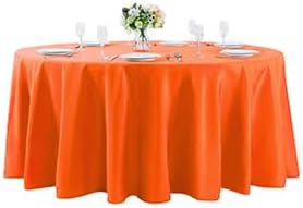 120 inch Round Tablecloth Washable Polyester Table Cloth Decorative Table Cover for Wedding Party Dining Banquet（120 inch,Orange）