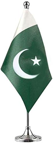 GentleGirl.USA Pakistan Table Flags,Stick Small Mini Pakistani Flag Office Desk Flag on Stand with Stand Base, International Festival Decoration,Pakistani Theme Party Decoration,Home Desk Decoration