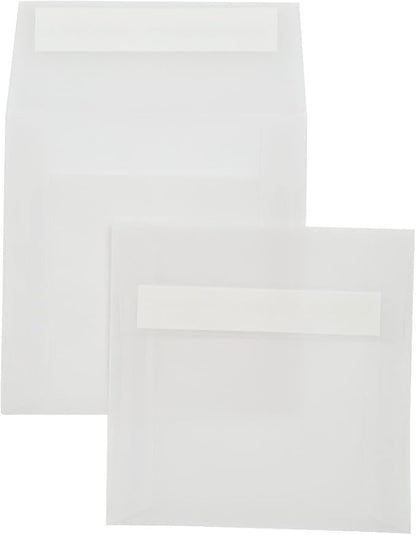 LUXPaper Square Invitation Envelopes | Peel & Press | 5" x 5" | Clear Translucent | 30lb. Text | 50 Qty
