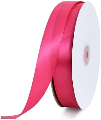 TONIFUL 1 Inch x 100yds Shocking Pink Satin Ribbon, Thin Solid Color Satin Ribbon for Gift Wrapping, Crafts, Hair Bows Making, Wedding Party Decoration, Invitation Cards, Floral Bouquets