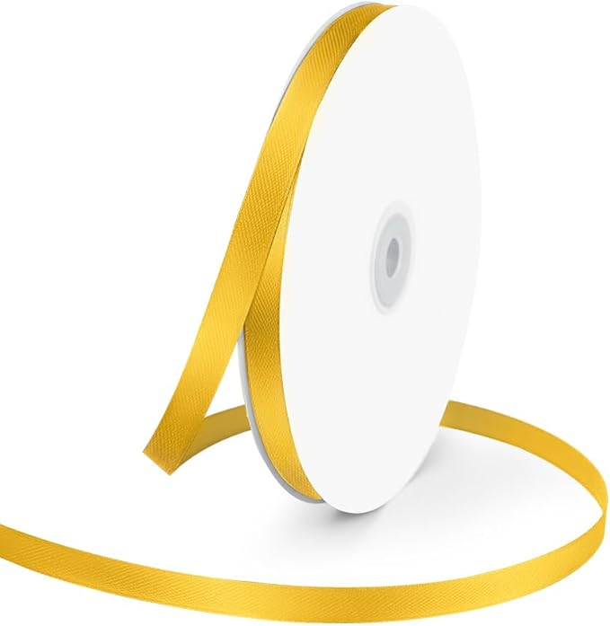 3/8" Wide x 100 Yards Single Face Polyester Satin Ribbon, Satin Ribbon for Crafts, Gift, Hair Bows, Wedding Party Decoration, Bow Making & Other Projects (Yellow)