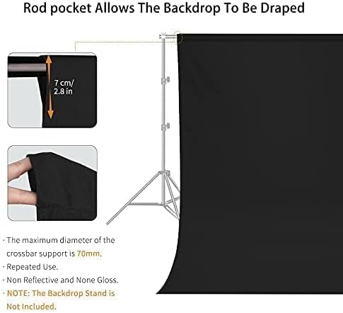 10 x 10 FT Black Backdrop Background, 100% Polyester Photography Backdrop Foldable Washable Black Screen for Photoshoot Portraits Party Video Studio Shooting