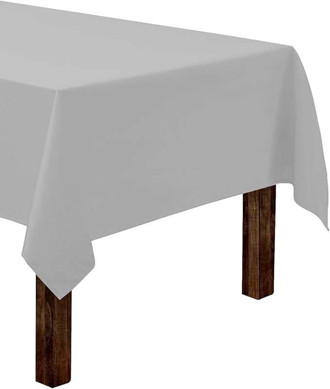 Gee Di Moda Rectangle Tablecloth - 60 x 102 Inch Silver Table Cloth for 6 Foot Rectangle Table - Heavy Duty Washable Fabric - for 6 Ft Buffet Table, Holiday Party, Dinner, Wedding & Baby Shower