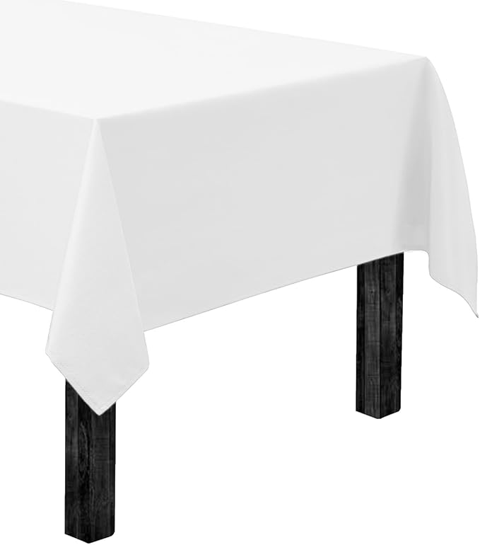 Gee Di Moda Rectangle Tablecloth - 60 x 102 Inch White Table Cloth for 6 Foot Rectangle Table - Heavy Duty Washable Fabric - for 6 Ft Buffet Table, Holiday Party, Dinner, Wedding & Baby Shower