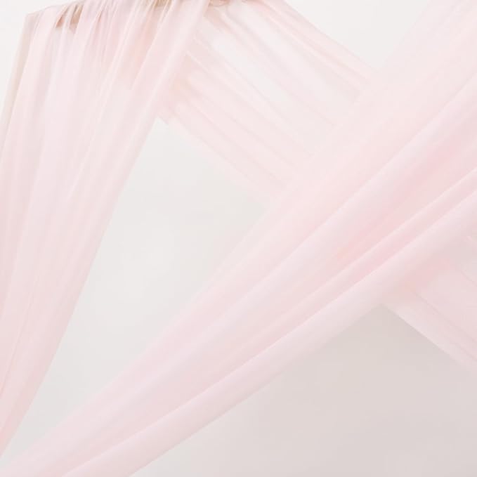 MLMC Blush Pink Wedding Arch Draping Fabric 2 Panels 29" x 20 FT Extra Long Gauze Drapes Sheer Backdrop Curtains 6.6 Yards Outdoor Drapery Panels for Wedding Baby Shower Party Ceiling Decoration