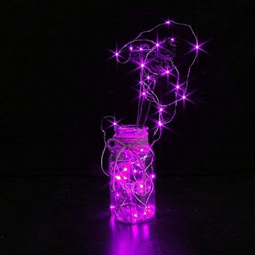 CYLAPEX 6 Pack Purple Fairy Lights String Battery Operated Fairy Lights Firefly Lights LED Starry String Lights 3.3ft 20 LEDs Silvery Copper Wire for Christmas DIY Decoration Costume Wedding Party
