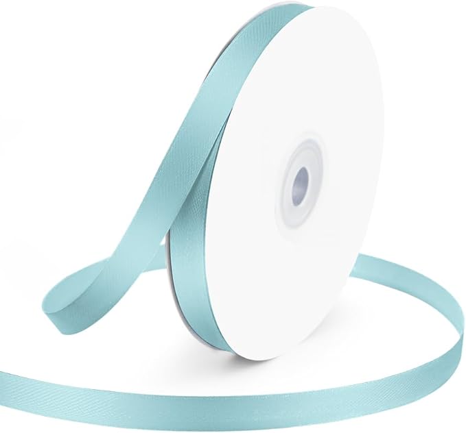 KMER LIFE 3/8" Wide x 50 Yards Baby Blue Polyester Satin Ribbon, Perfect for Wedding Decor, Crafts, Gift Wrapping & Other Projects