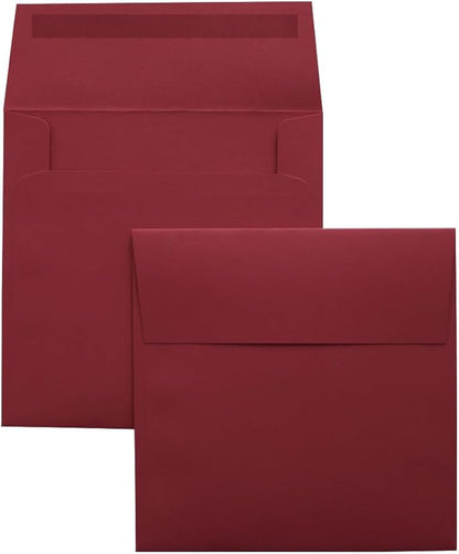 LUXPaper Square Invitation Envelopes | Peel & Press | 5" x 5" | Holiday Red | 60lb. Text | 50 Qty