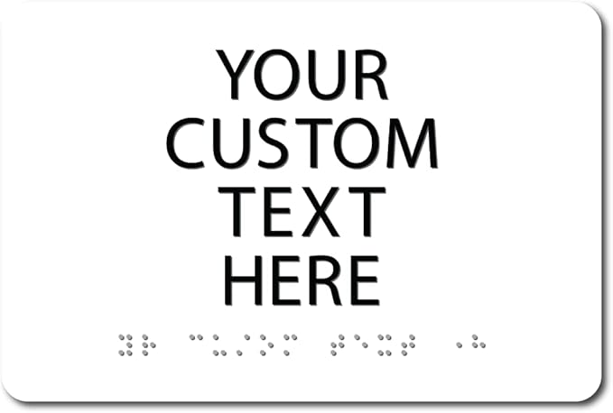ALPHA DOG ADA SIGNS Custom ADA Compliant Braille Sign, 6"x9" Room Identification Plaque, Tactile Text, Raised Letters, Personalized 4-Line, Indoor/Outdoor, USA-Made (White)