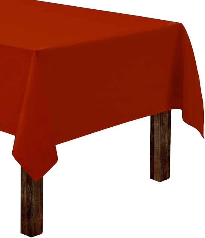 Gee Di Moda Rectangle Tablecloth - 60 x 102 Inch Burnt Orange - Heavy Duty, Wrinkle Resistant, Machine Washable - Ideal for 6 Ft Rectangular Table, Buffet, Dinner, Wedding & Baby Shower