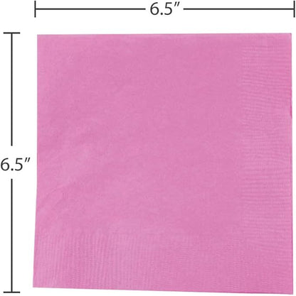 JAM PAPER Medium Lunch Napkins - 6 1/2 x 6 1/2 - Fuchsia Pink - 50/Pack