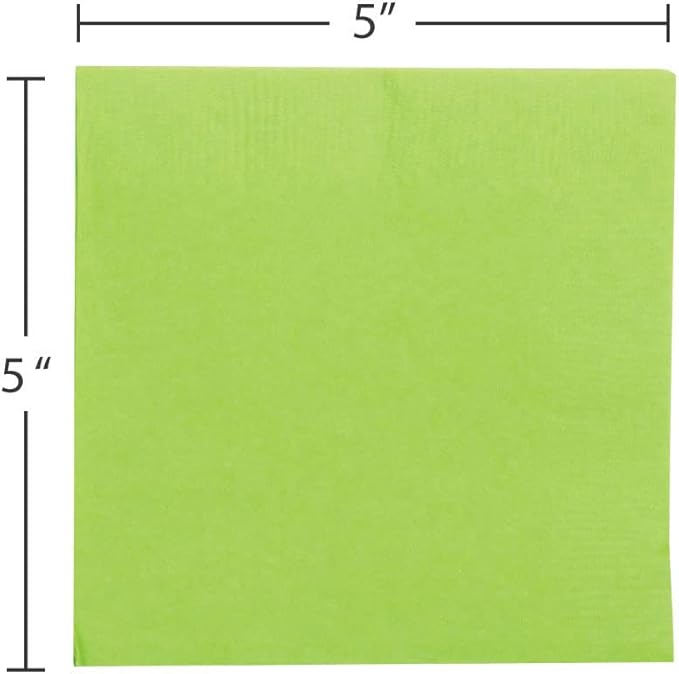 JAM PAPER Small Beverage Napkins - 5 x 5 - Lime Green - 50/Pack