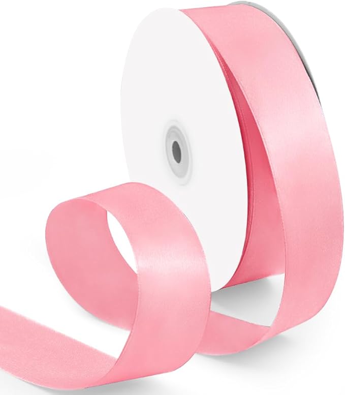 1-1/2 Inch 100 Yards Satin Ribbon Light Pink, Solid Color Fabric Ribbon for Gift Wrapping, Wedding, Polyester Gift Ribbon for Birthday Party Decoration, Craft, Hair, Floral, Sewing