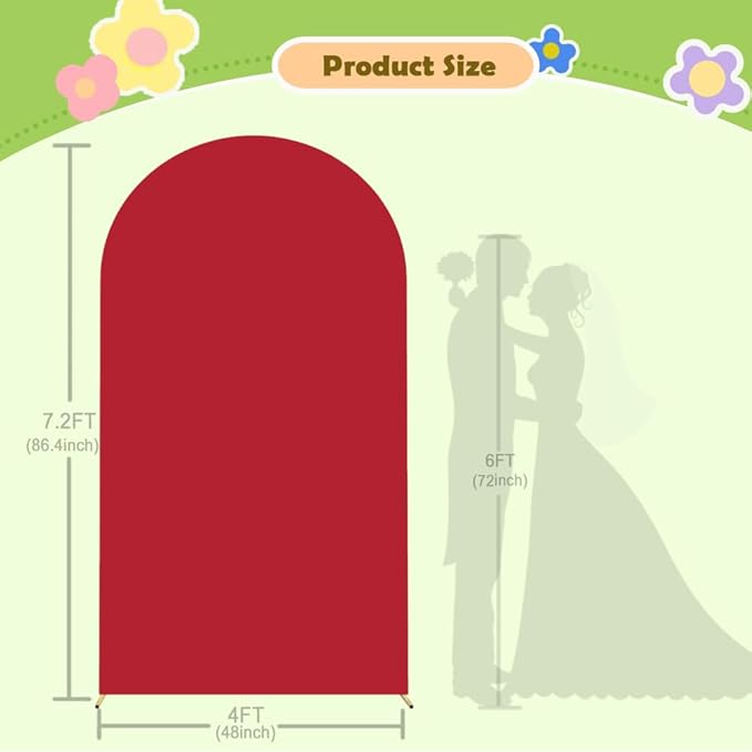 Red Arch Cover Wedding Arch Stand Covers 7.2FT Arch-Backdrop-Cover Spandex Arch Covers Stretchy Backdrop for Arches Wall Panels Chiara Back Drop Cover Baby Shower Balloon Party Decorations