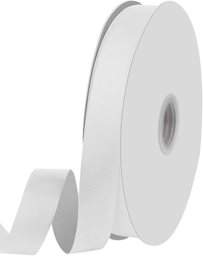 1" X 100 Yards White Grosgrain Ribbon, Premium Grosgrain Ribbon for Sewing, Gift Wrapping, Bow Making, Wedding Decor, Wrapping and More (White)