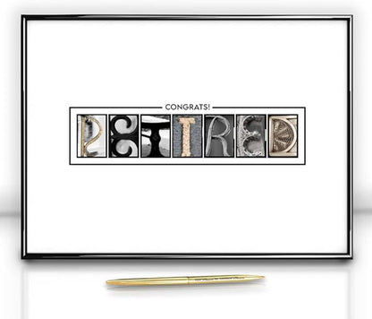 Framed Retirement Decorations Guest Book for Men 12"x16" Black Frame, Party Decor - including Gold Pen & Acrylic Glass - Happy Retirement Card Centerpieces, Retired Party Decor Gifts for Him