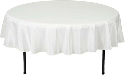 Efavormart Round Tablecloth, 90 Inch Stain & Wrinkle Resistant Washable Table Cloth, Decorative Polyester Fabric Table Cover for Banquet, Wedding, Dining- Ivory