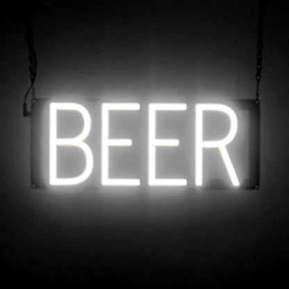 SpellBrite BEER Sign | Beer-Related Sign with Neon Look, White LED Light Source | 15.7" x 6.3"