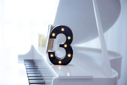 Foaky Black LED Marquee Number Lights Sign Light Up Marquee Number Lights Sign for Night Light Wedding Birthday Party Battery Powered Christmas Lamp Home Bar Decoration