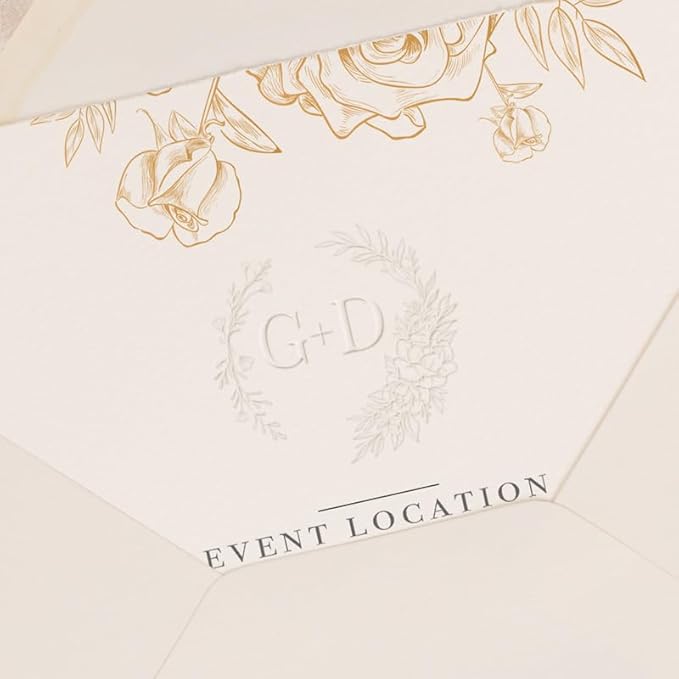 Personalized Wedding Embosser | Custom Made with Initials or Monograms for Couples | Elegant Designs for Stationery, Invitations, Napkins, and More (Design 3)