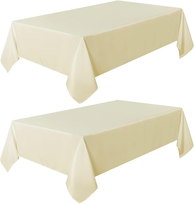 sancua 2 Pack Beige Tablecloth 54 x 78 Inch, Rectangle 4 Feet Table Cloth - Stain and Wrinkle Resistant Washable Polyester Table Cover for Dining Tables, Buffet Parties and Camping