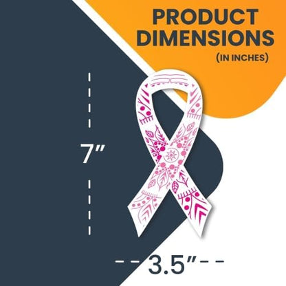 Magnet Me Up Breast Cancer Awareness Pink Mandala Ribbon Magnet Decal, 3.5x7 Inches, Automotive Magnet for Car Truck SUV, Stick to Any Magnetic Surface, Showing Support or Fundraising, Crafted in USA