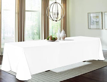 10 Pack Polyester Tablecloths, White 90 x 132 Inch Polyester Table Cloth for 8 Foot Rectangle Tables, Stain and Wrinkle Resistant Washable Fabric Table Cover for Wedding Banquet Restaurant Party
