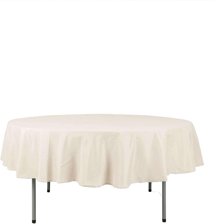 Efavormart Round Tablecloth, 90 Inch Stain & Wrinkle Resistant Washable Table Cloth, Decorative Polyester Fabric Table Cover for Banquet, Wedding, Dining- Beige