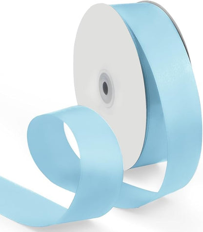 1-1/2 Inch 100 Yards Satin Ribbon Light Blue, Solid Color Fabric Ribbon for Gift Wrapping, Wedding, Polyester Gift Ribbon for Birthday Party Decoration, Craft, Hair, Floral, Sewing