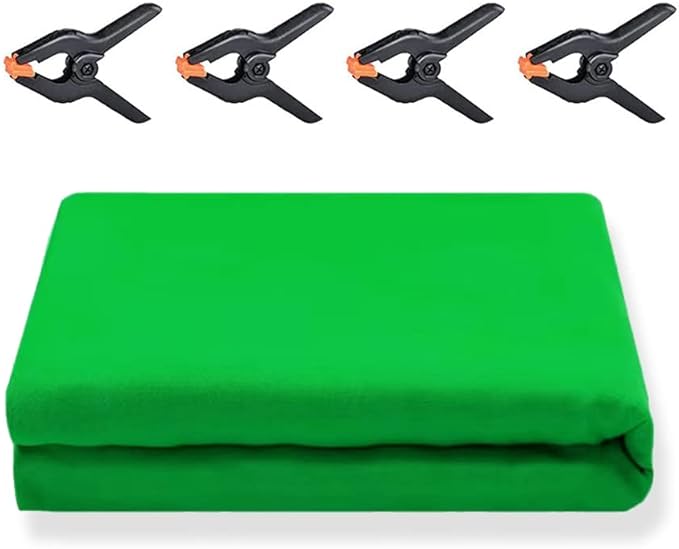 10X20ft Large Green Screen Backdrop for Photography, LCUIRC Two Rod Pocket Chromakey Collapsible Green Polyester Curtain with 4 Clamps for Photography, Zoom Meeting and Game Live Steaming