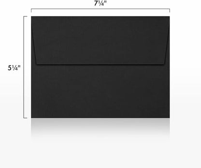 LUXPaper A7 Invitation Envelopes | Peel & Press | 5 1/4" x 7 1/4" | Black Linen | 80lb. Text | 1,000 Qty