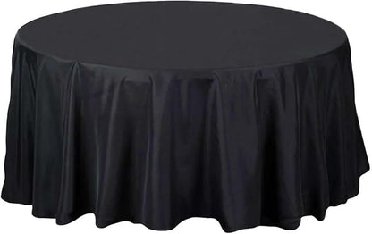 Efavormart Round Tablecloth, 108 Inch Stain & Wrinkle Resistant Washable Table Cloth, Decorative Polyester Fabric Table Cover for Banquet, Wedding, Dining- Black