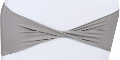 VDS Pack of 10 PCS | Silver Grey | Spandex Chair Sashes Bows Without Buckle | Stretch Elastic Banquet Universal Folding Chair Band Tie with for Wedding Party Conference Celebration Event Decoration