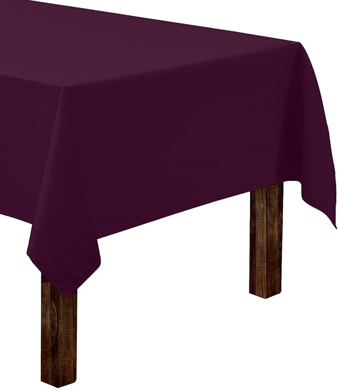 Gee Di Moda Rectangle Tablecloth - 60 x 84 Inch Eggplant Table Cloth for 5 Foot Rectangle Table - Heavy Duty Washable Fabric - for 5 Ft Buffet Table, Holiday Party, Dinner, Wedding & Baby Shower