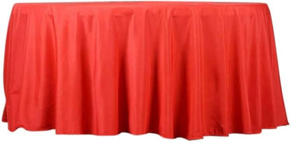 Efavormart Round Tablecloth, 132 Inch Stain & Wrinkle Resistant Washable Table Cloth, Decorative Polyester Fabric Table Cover for Banquet, Wedding, Dining- Red