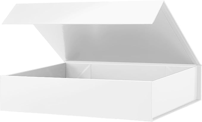 PACKHOME Gift Box 11.5x8x2.5 Inches, Sturdy Shirt Box with Magnetic Lid for Multiple Occasions (Glossy White)