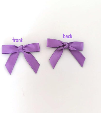50pcs 1-1/2" Purple Satin Ribbon Bows Without Twist Ties Mini Ribbon Bows for Candy Partiy Decoration Gift Packing&Wrapping Accessoried(Purple)