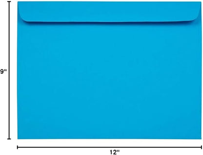 JAM PAPER 9 x 12 Booklet Colored Envelopes - Blue - 50/Pack