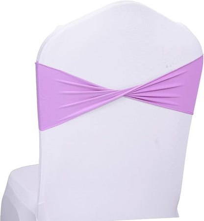 MDS Pack of 250 Spandex Chair Sashes Bows Elastic Stretch Dining Chair Bands Ties Without Slider Buckle Universal fits for Wedding Baby Shower Birthday Party Banquet Event Decoration - Light Purple