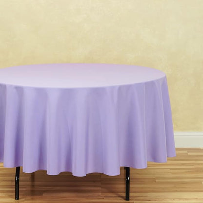 LTC LINENS 5 Pack 90 Inch Round Tablecloth Lavender - Wrinkle Resistant Table Cloth for Round Table -Washable Polyester Fabric Table Cover for Wedding, Party