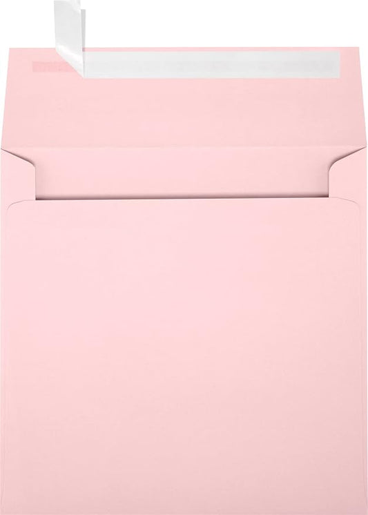 LUXPaper Square Invitation Envelopes | Peel & Press | 6 1/2" x 6 1/2" | Candy Pink | 80lb. Text | 50 Qty